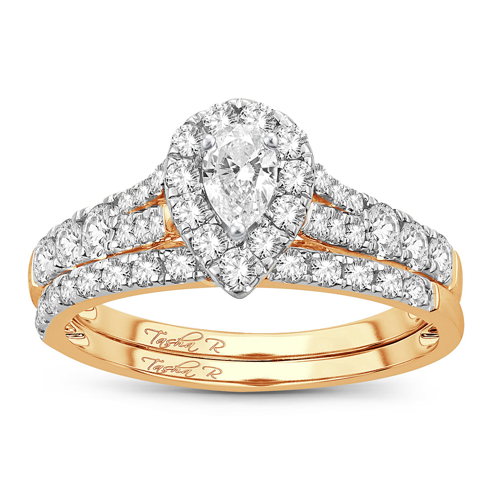 14K Yellow Gold Elegant 1.00Ct Diamond Bridal Ring