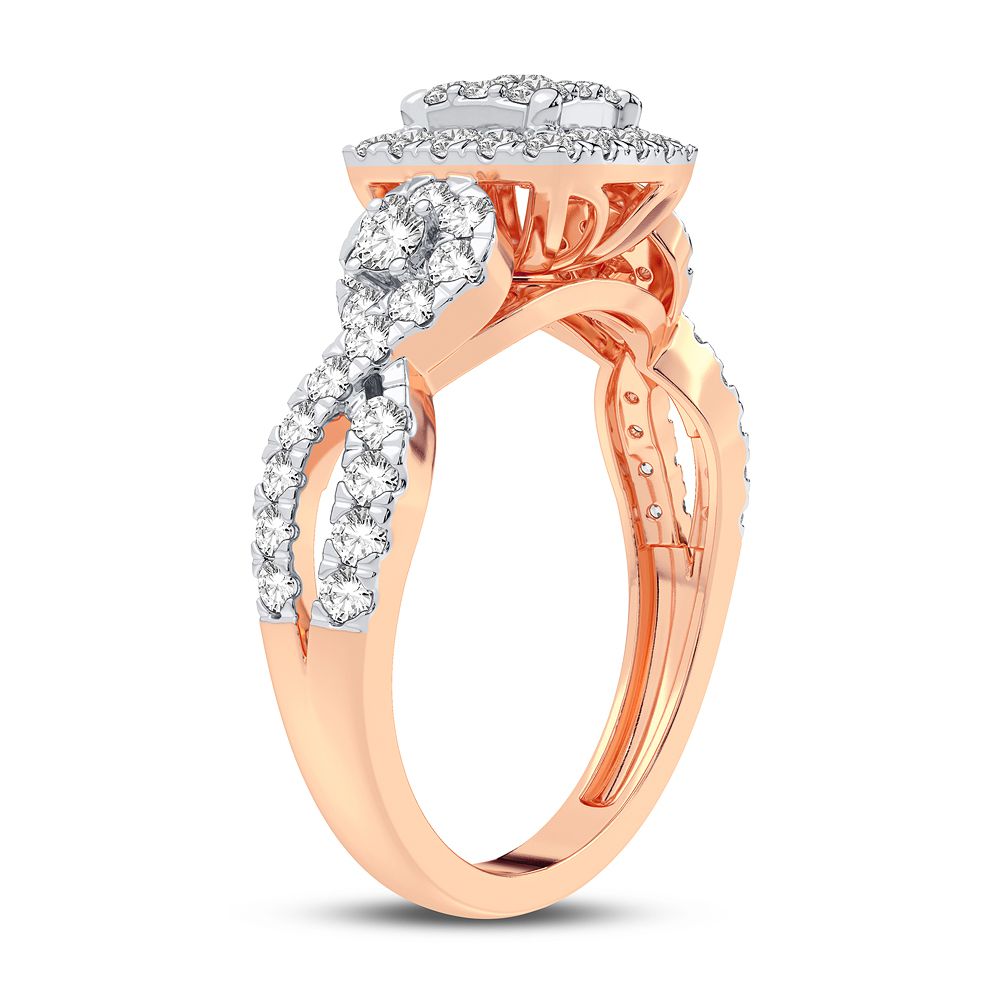 14K Rose Gold Exquisite 0.75Ct Diamond Ring