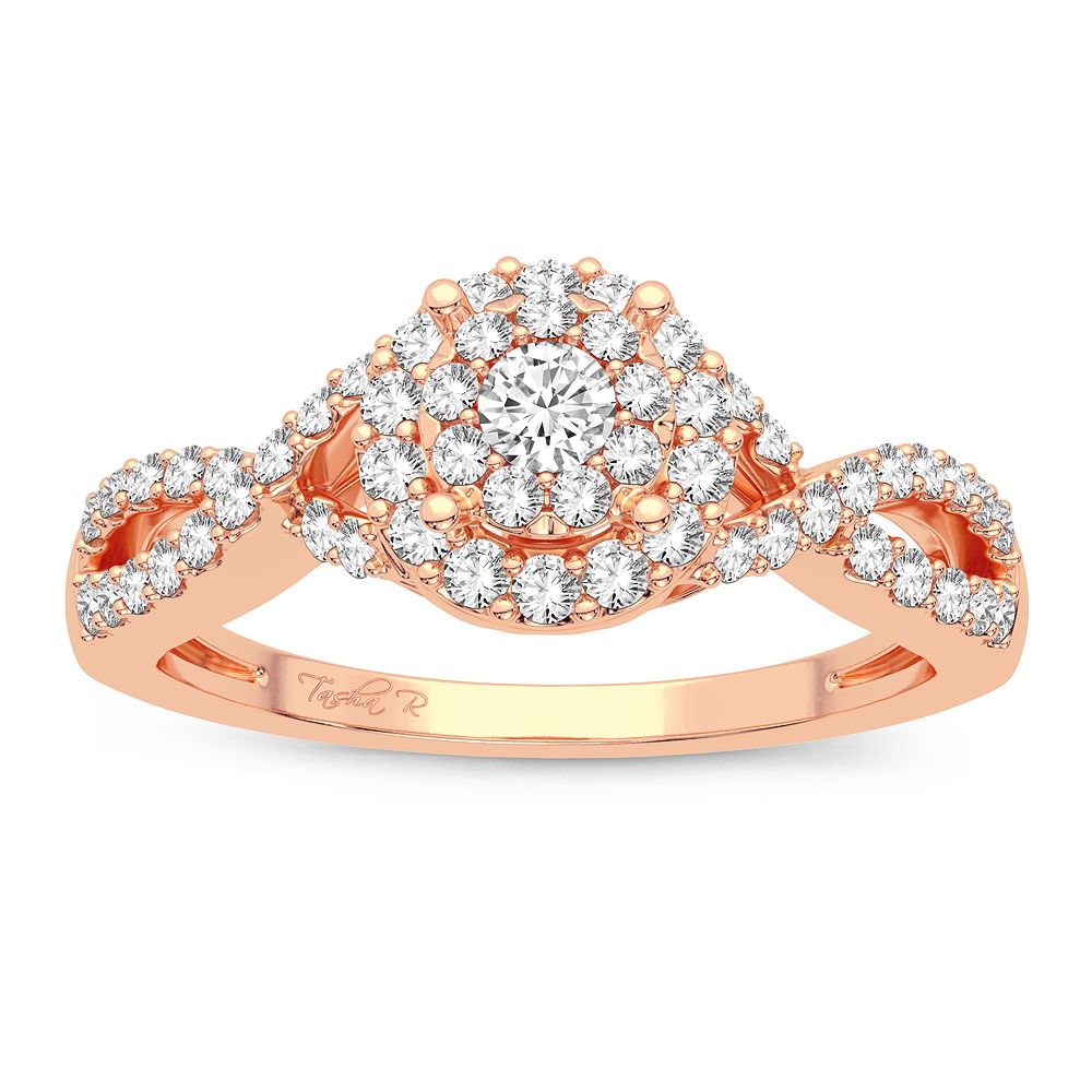 14K Rose Gold Beautiful 0.38Ct Diamond Ring