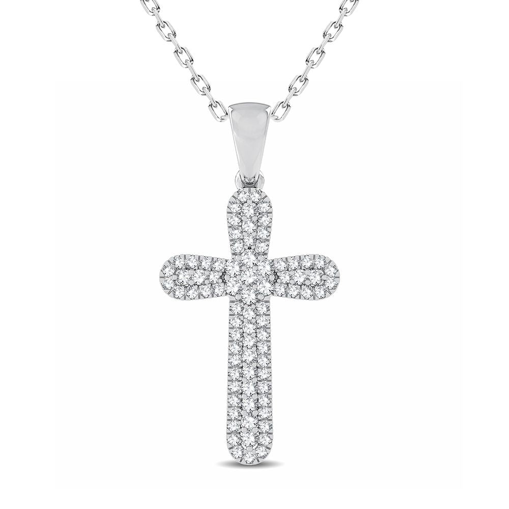 14K White Gold Dazzling 0.50Ct Diamond Pendant