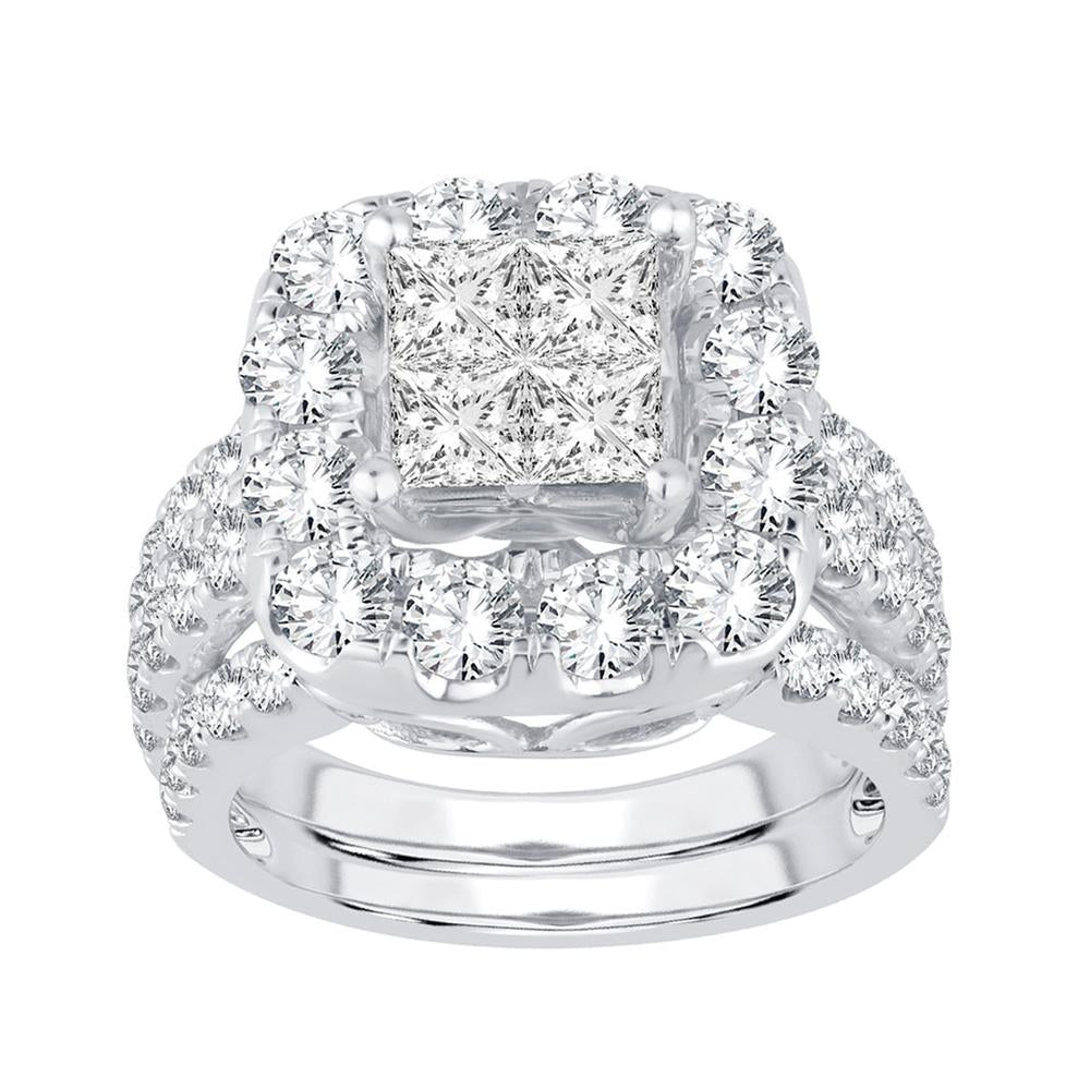 14K White Gold Exquisite 4.00Ct Diamond Bridal Ring