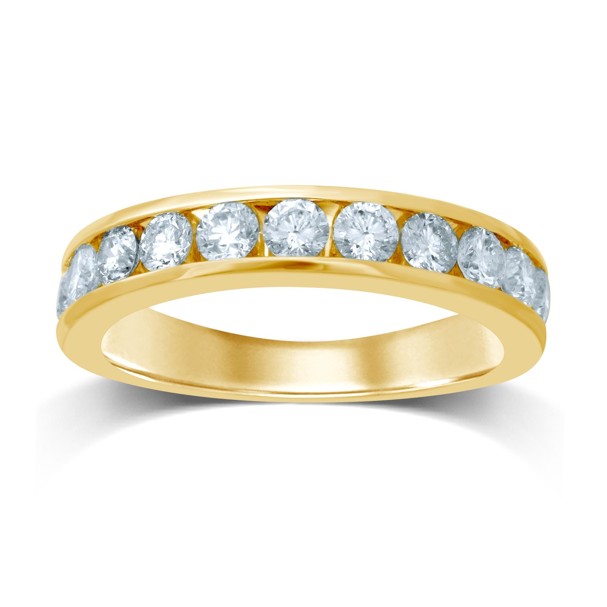 14K Yellow Gold Dazzling 1.00Ct Diamond Band (11 Diamond Stones)