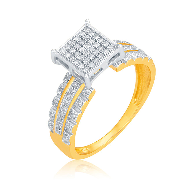 10K Yellow Yellow Gold Ladies Dimaond Ring With 0.25 Ct Round Micro Pave Diamond