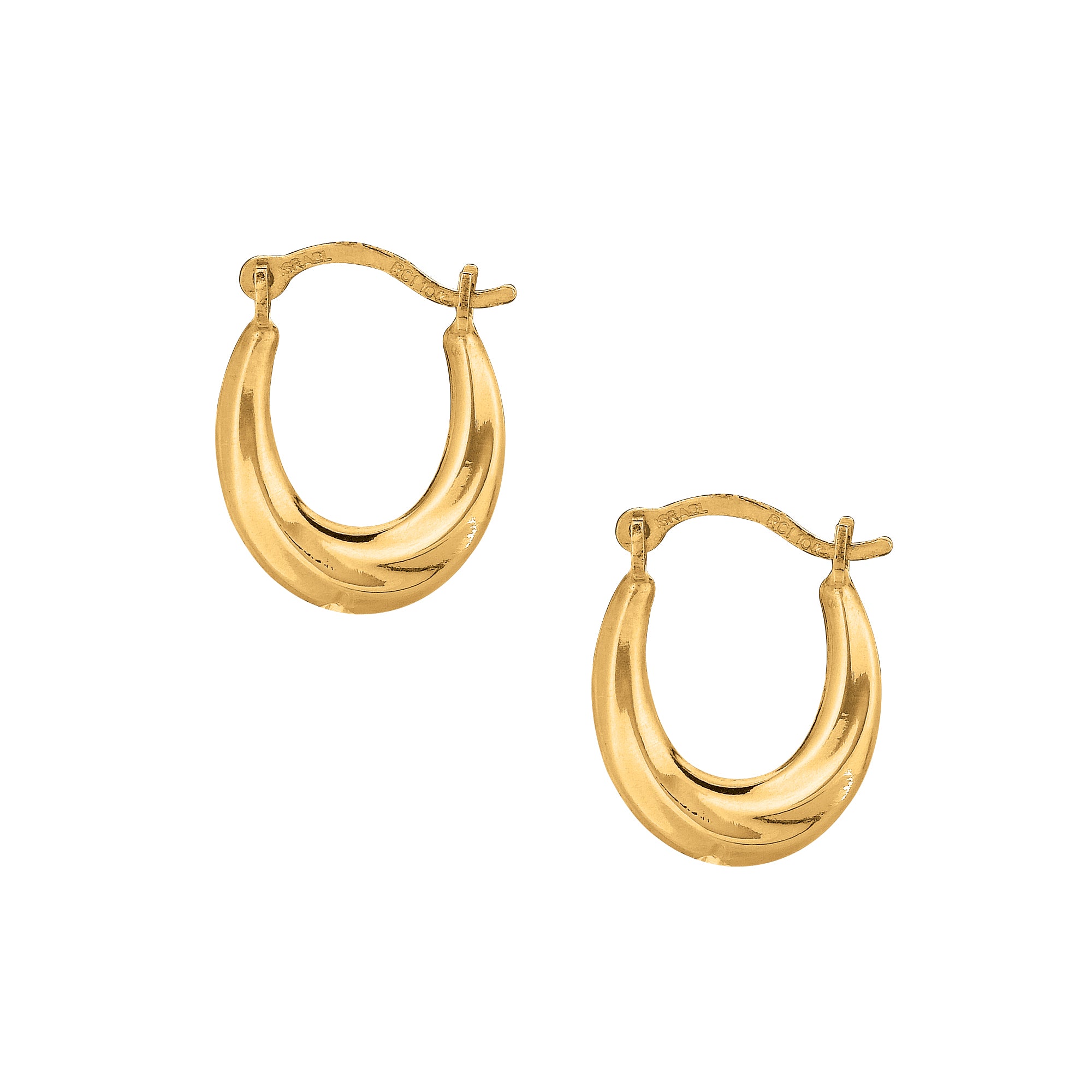 10K Yellow Gold Mini Oval Hoop Earring