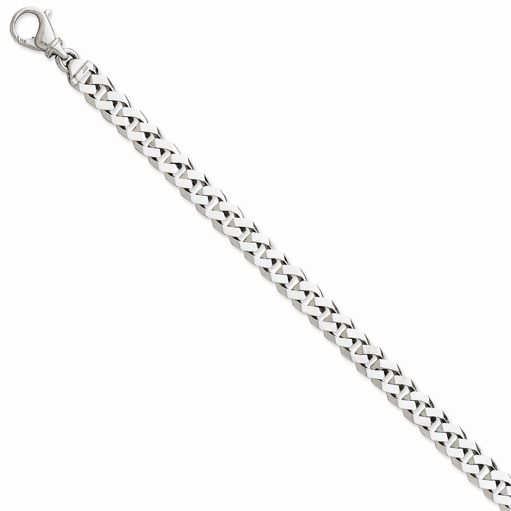 14K White Gold 8 inch 8mm Hand Polished Fancy Link with Fancy Lobster Clasp Bracelet