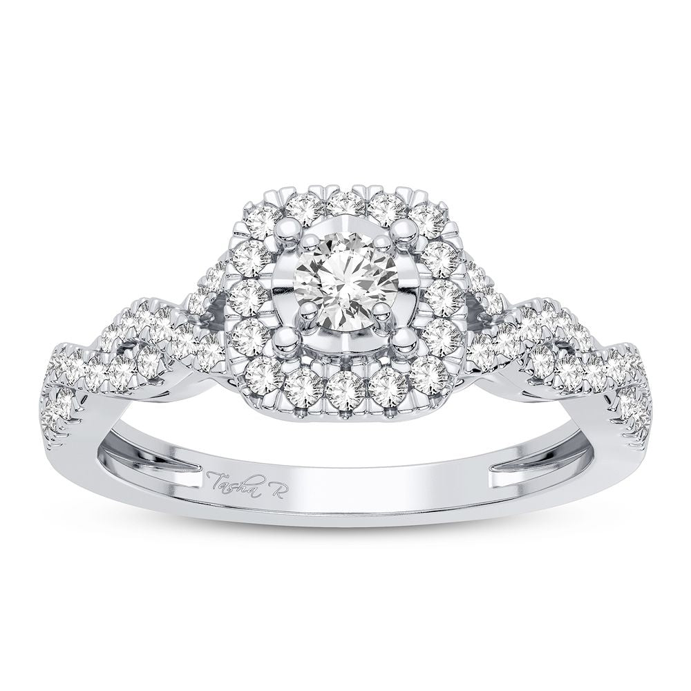 14K White Gold Elegant 0.33Ct Diamond Ring