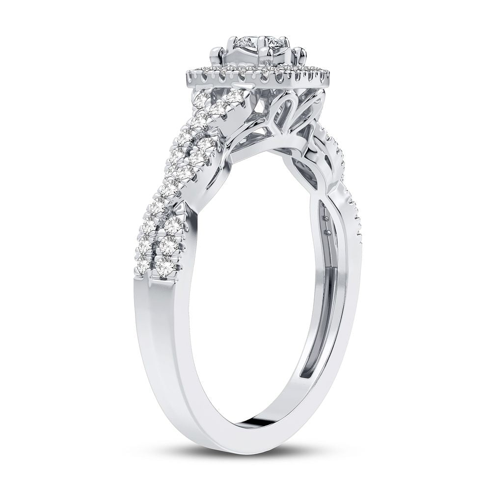 14K White Gold Elegant 0.33Ct Diamond Ring