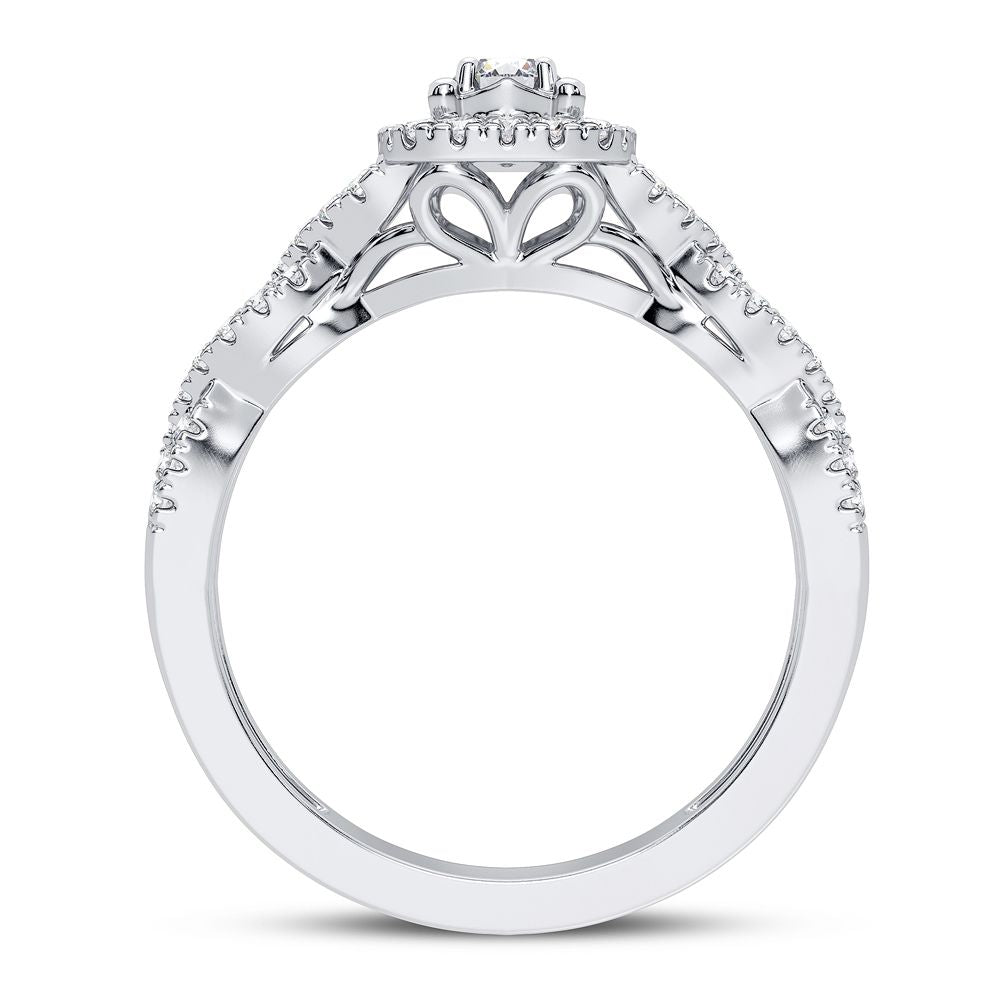 14K White Gold Elegant 0.33Ct Diamond Ring