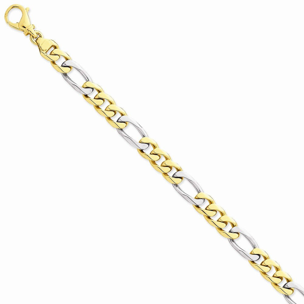 14K Two-tone 8 inch 8.5mm Hand Polished Fancy Link with Fancy Lobster Clasp Bracelet