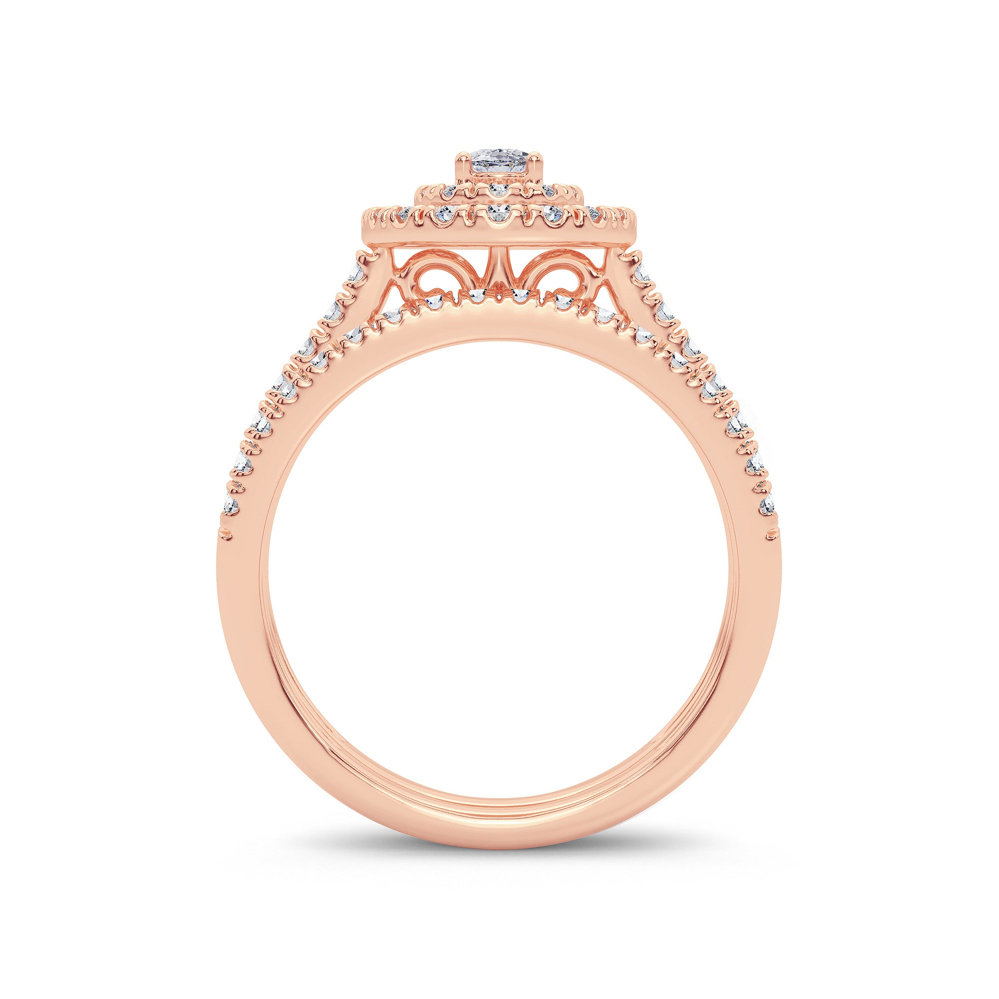 14K Rose Gold Beautiful 1.00Ct Diamond Bridal Ring