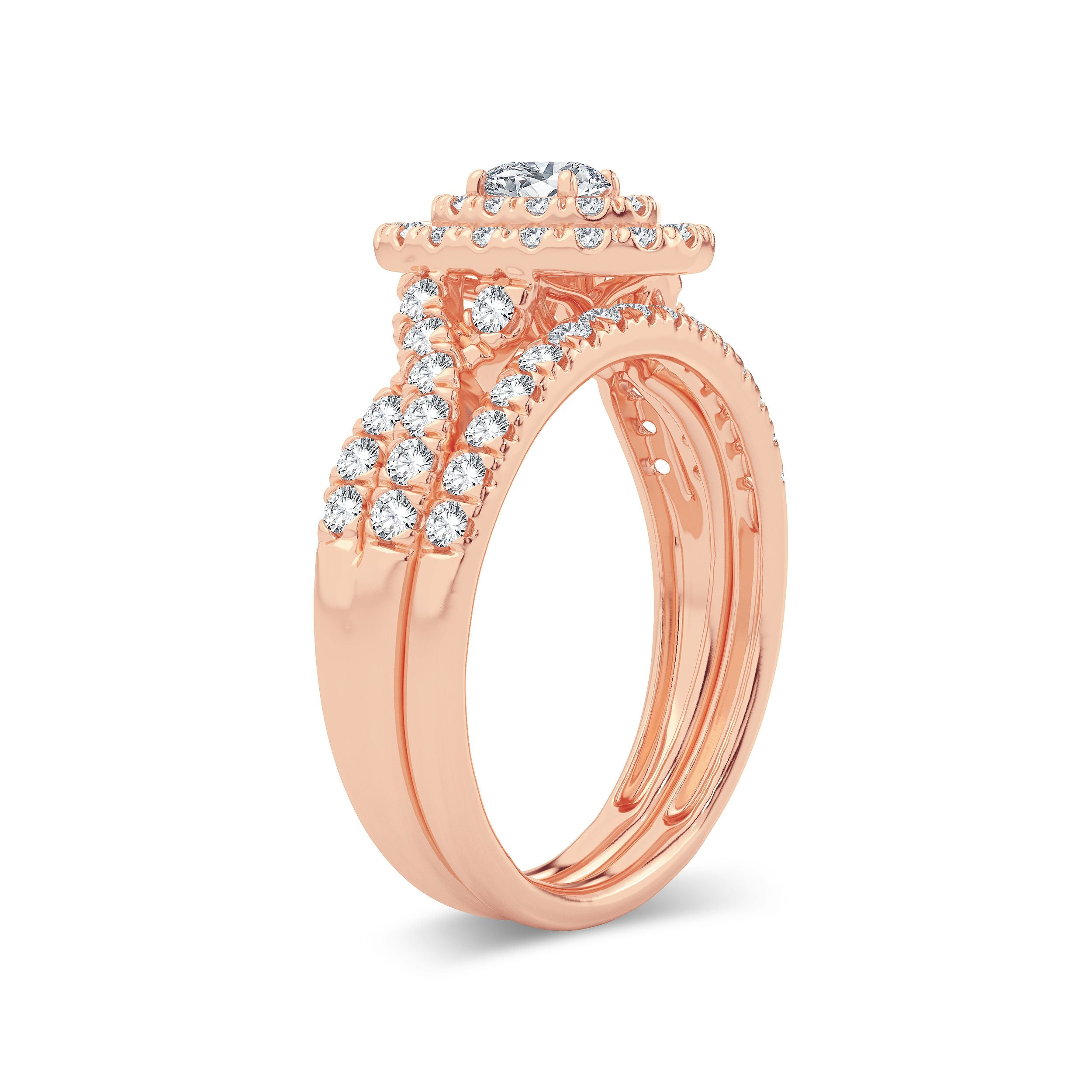 14K Rose Gold Elegant 1.00Ct Diamond Bridal Ring