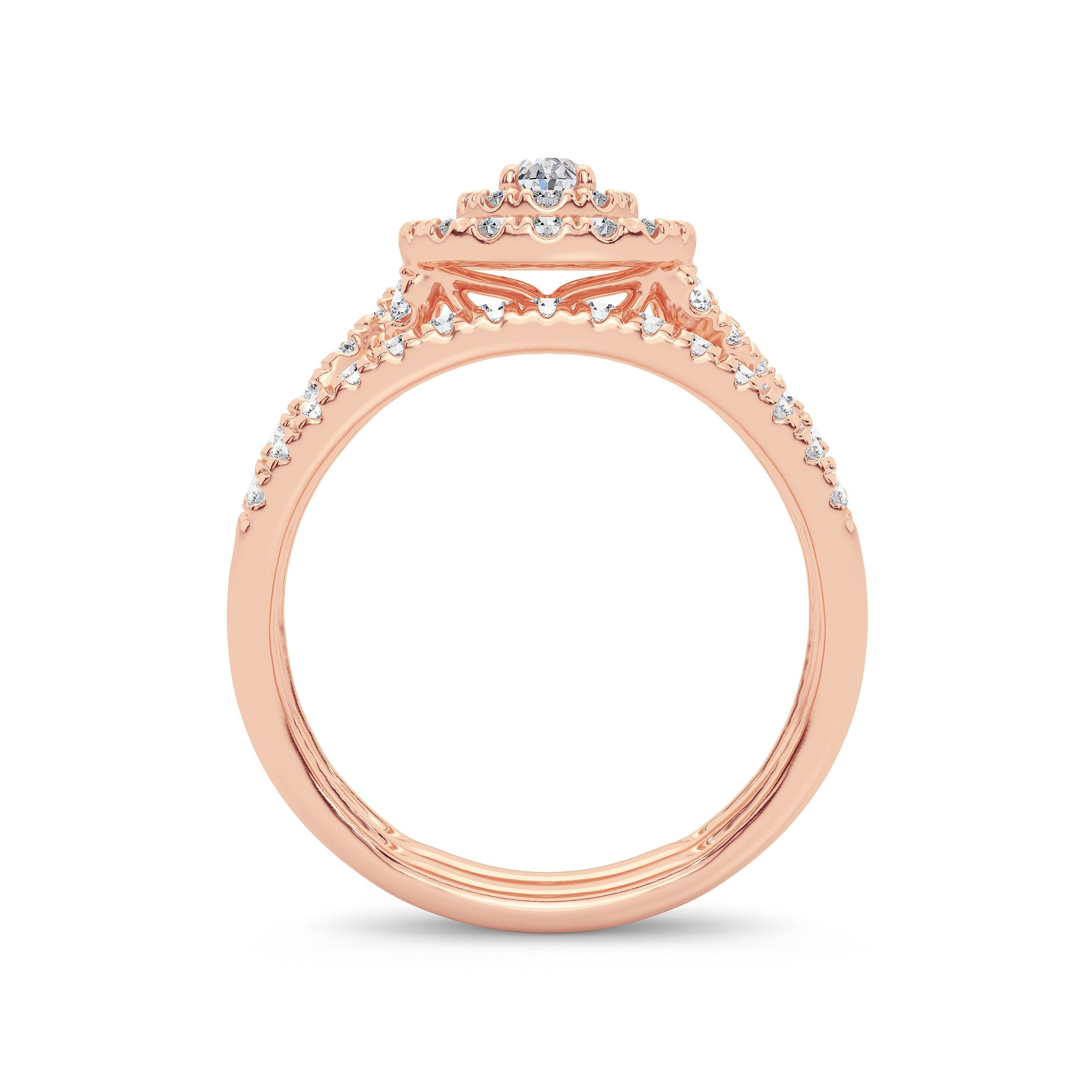 14K Rose Gold Elegant 1.00Ct Diamond Bridal Ring