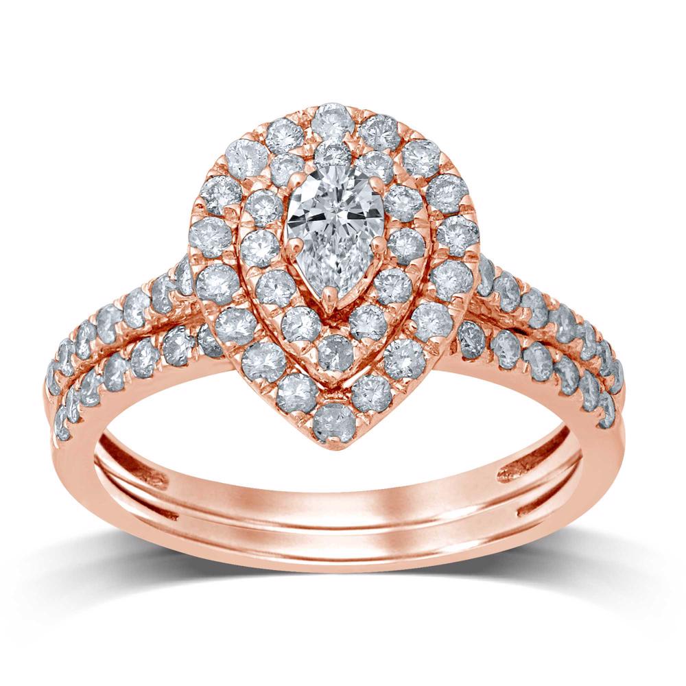 14K Rose Gold Dazzling 1.00Ct Diamond Bridal Ring