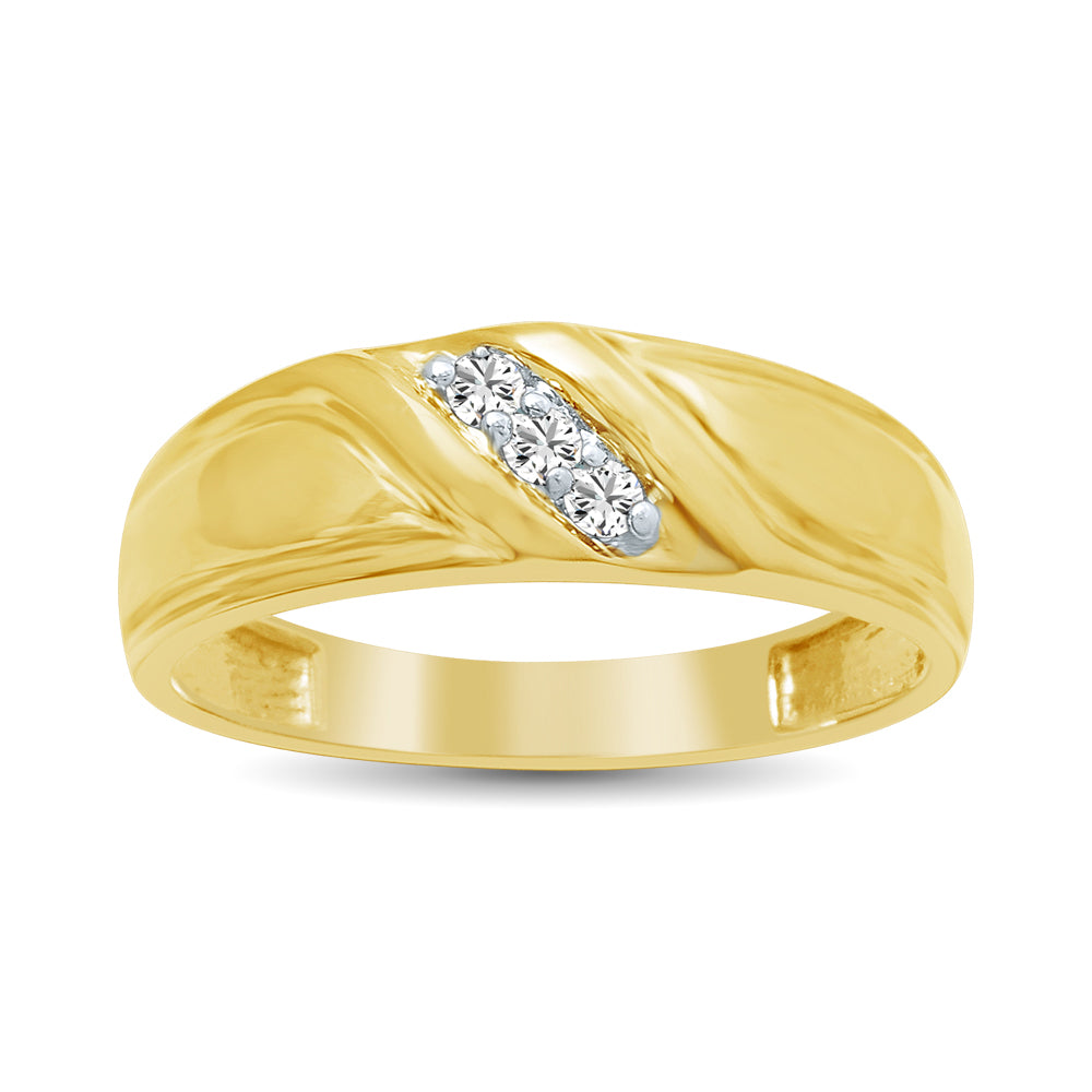 Diamond Mens Wedding Band 1/20 ct tw Round-cut 10K Yellow Gold