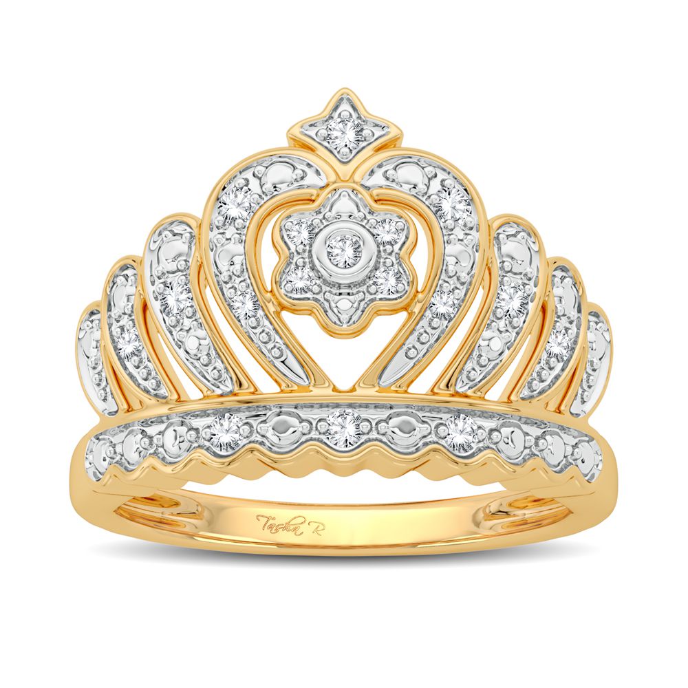 10K Yellow Gold Elegant 0.10Ct Diamond  Fashion Ring