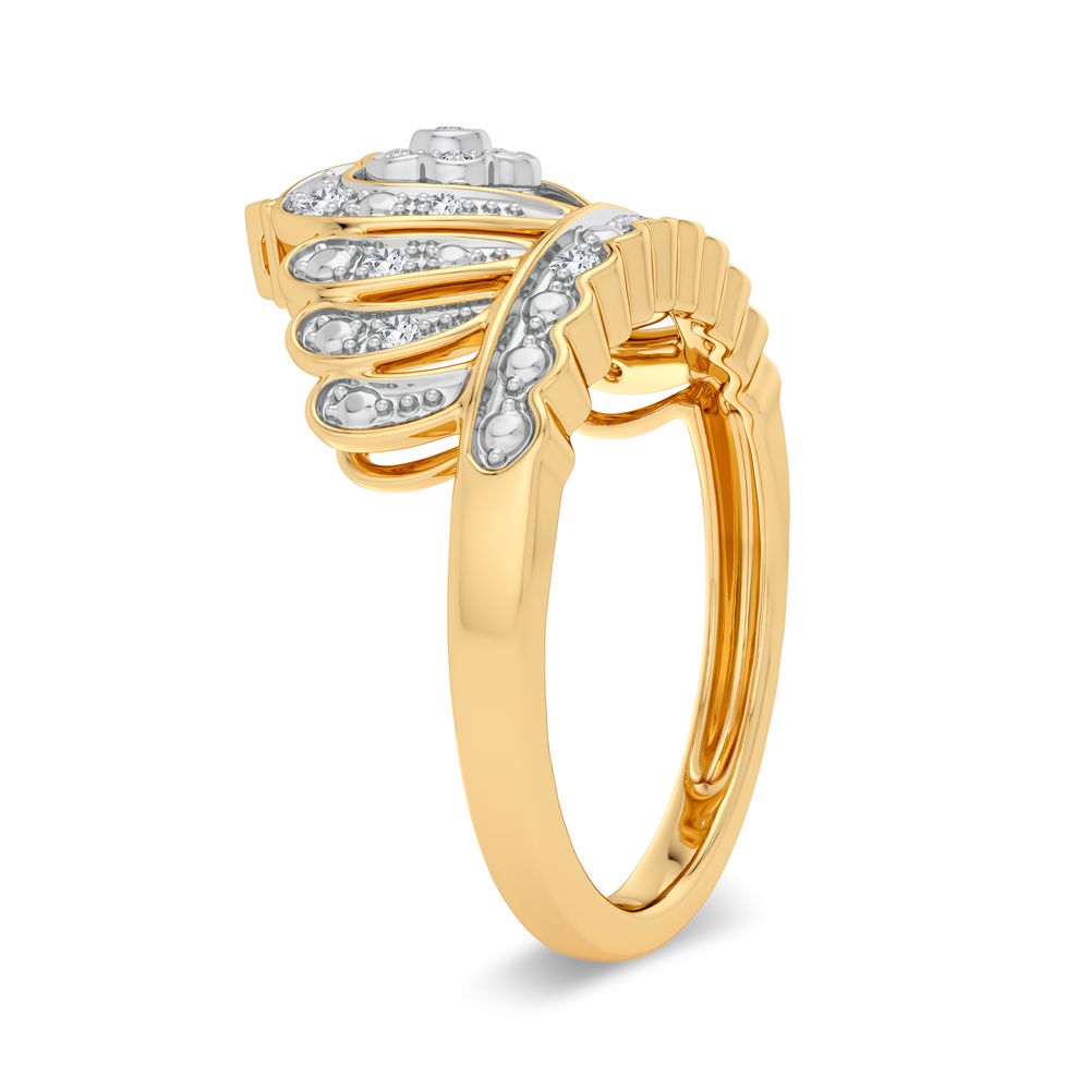 10K Yellow Gold Elegant 0.10Ct Diamond  Fashion Ring