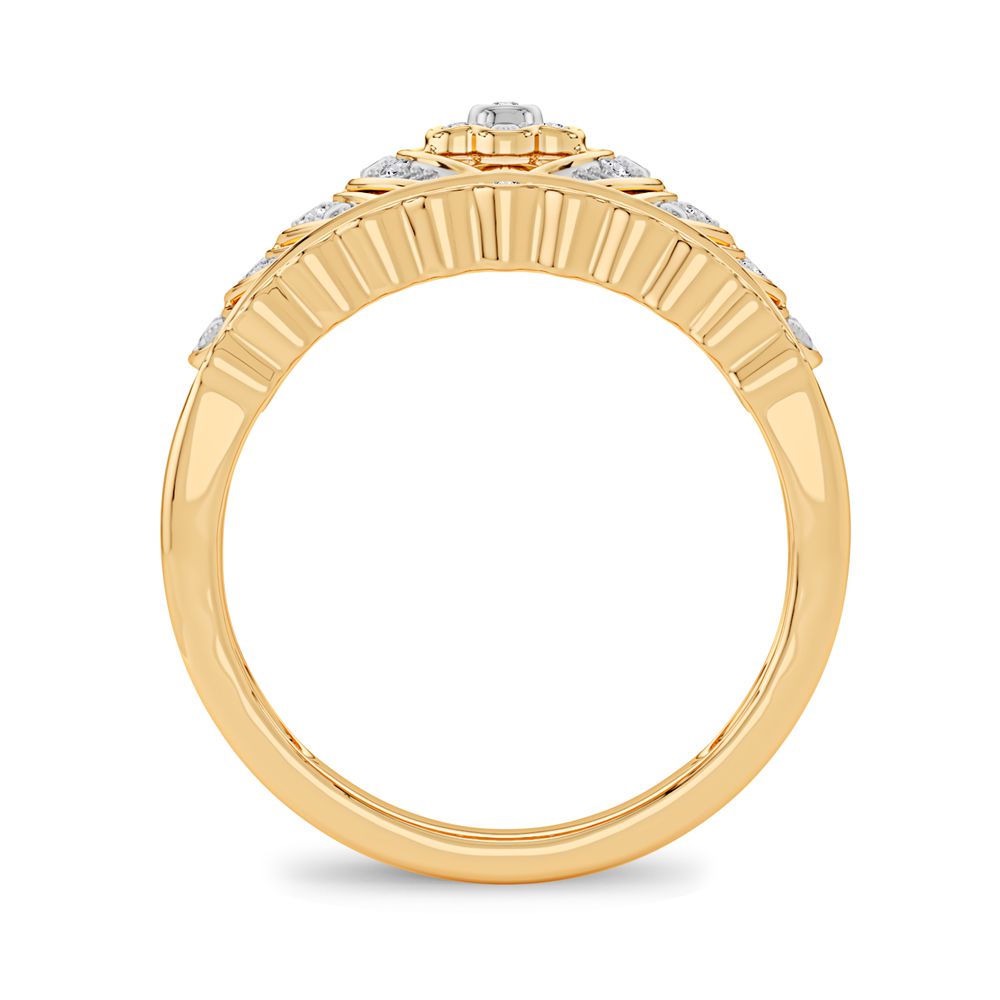 10K Yellow Gold Elegant 0.10Ct Diamond  Fashion Ring