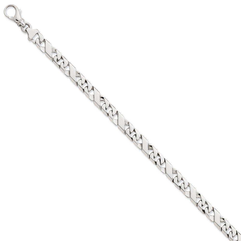 14K White Gold 8 inch 6.7mm Hand Polished Fancy Link with Fancy Lobster Clasp Bracelet