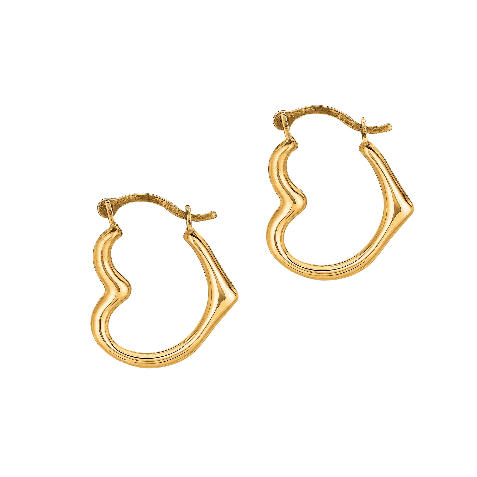 10K Yellow Gold Heart Hoop Earring