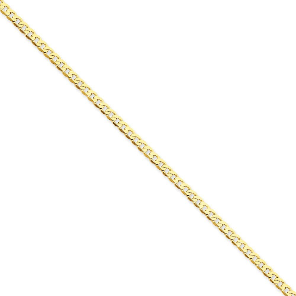 14K 7 inch 2.9mm Flat Beveled Curb with Lobster Clasp Bracelet