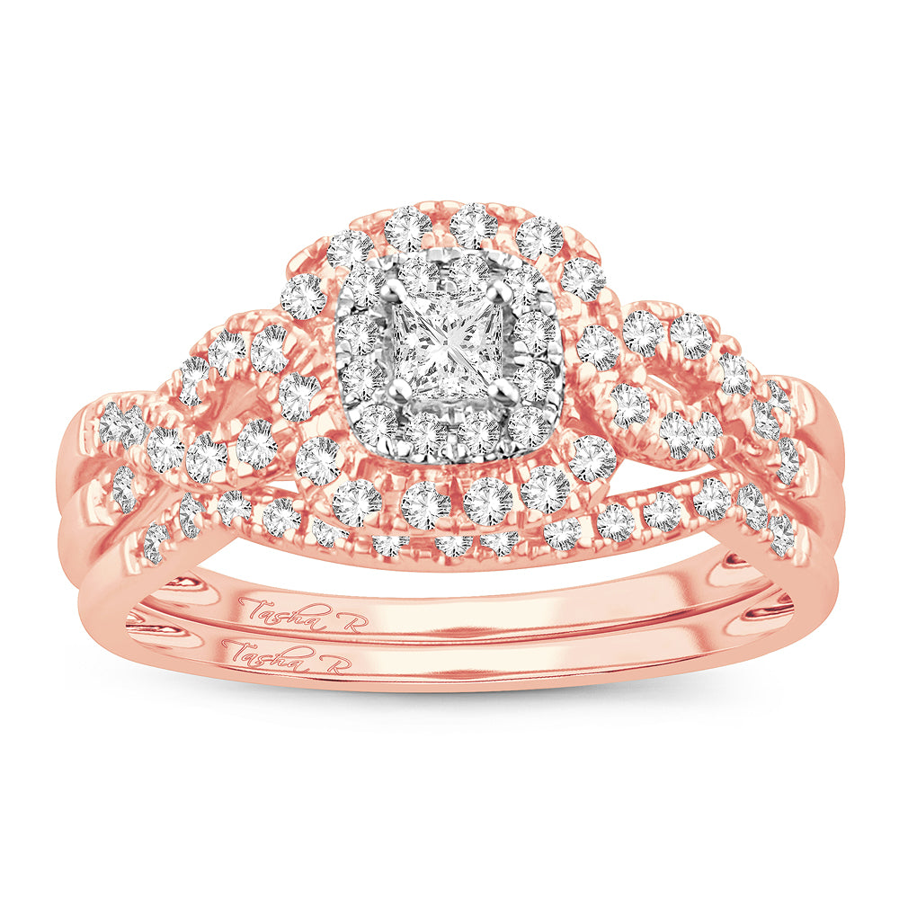 14K Rose Gold Exquisite 1.00Ct Diamond Bridal Ring