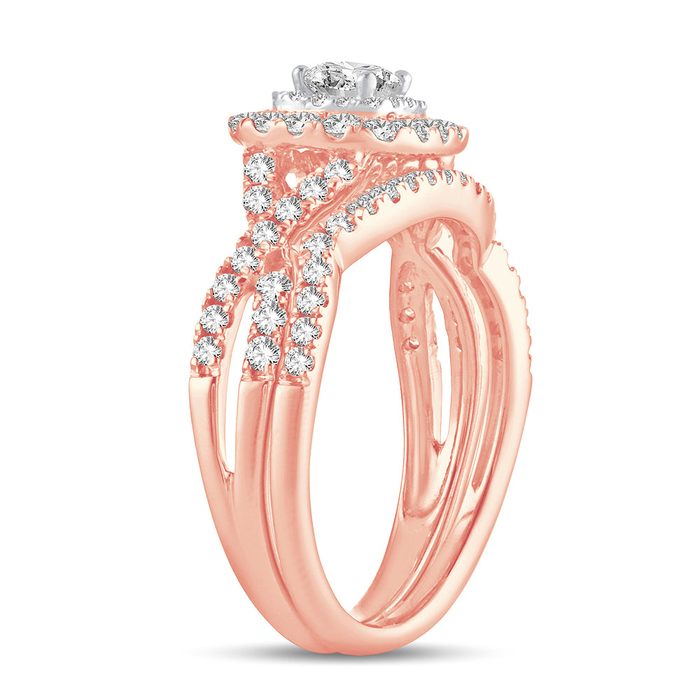 14K Rose Gold Exquisite 1.00Ct Diamond Bridal Ring