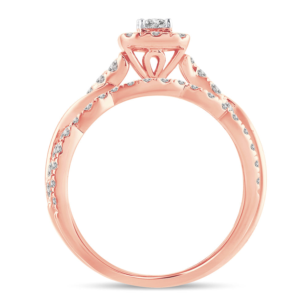 14K Rose Gold Gorgeous 1.00Ct Fancy Cut Bridal Ring