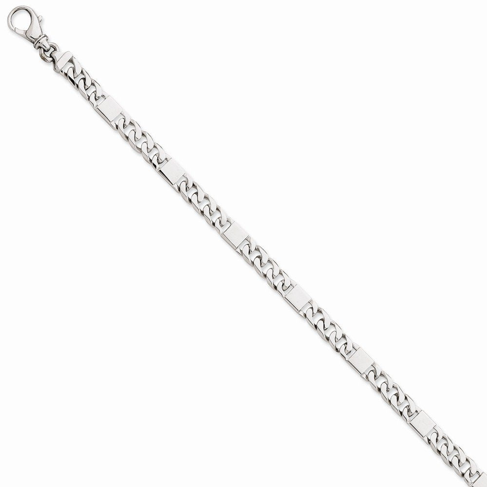 14K White Gold 8 inch 5.6mm Hand Polished Fancy Link with Fancy Lobster Clasp Bracelet