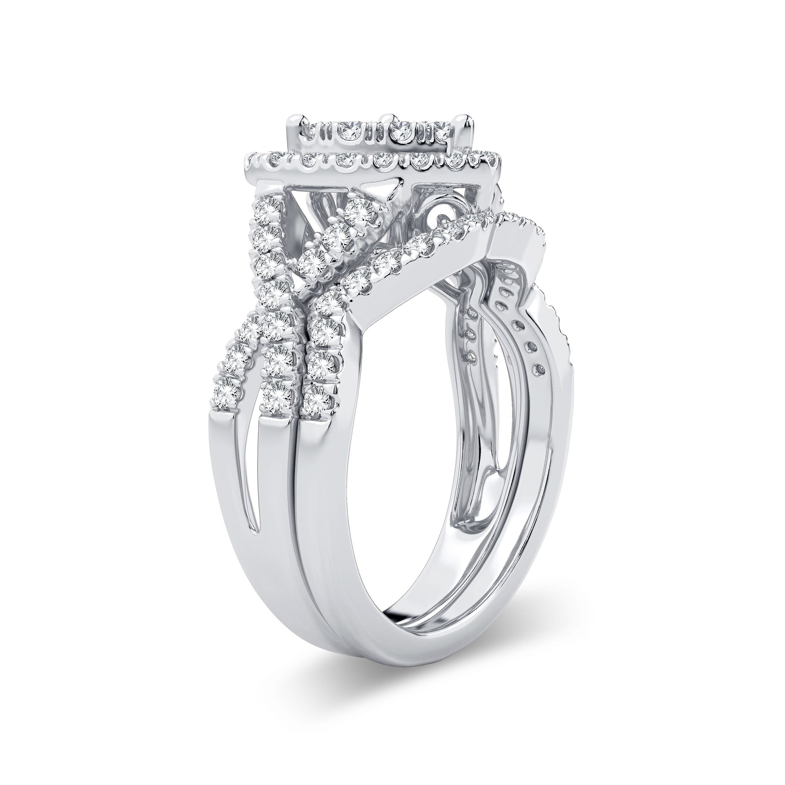 14K White Gold Elegant 1.00Ct Diamond Bridal Ring