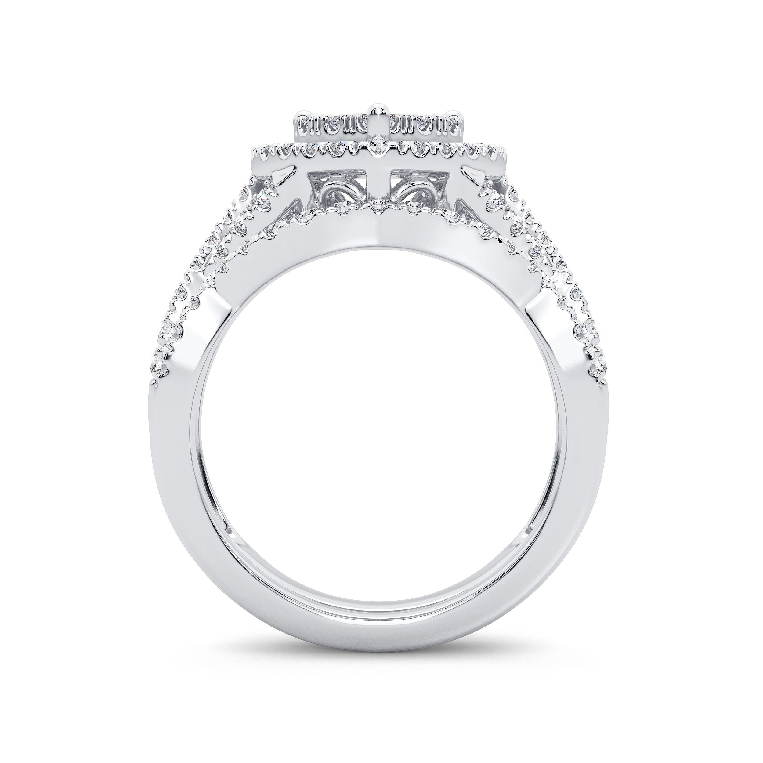 14K White Gold Elegant 1.00Ct Diamond Bridal Ring