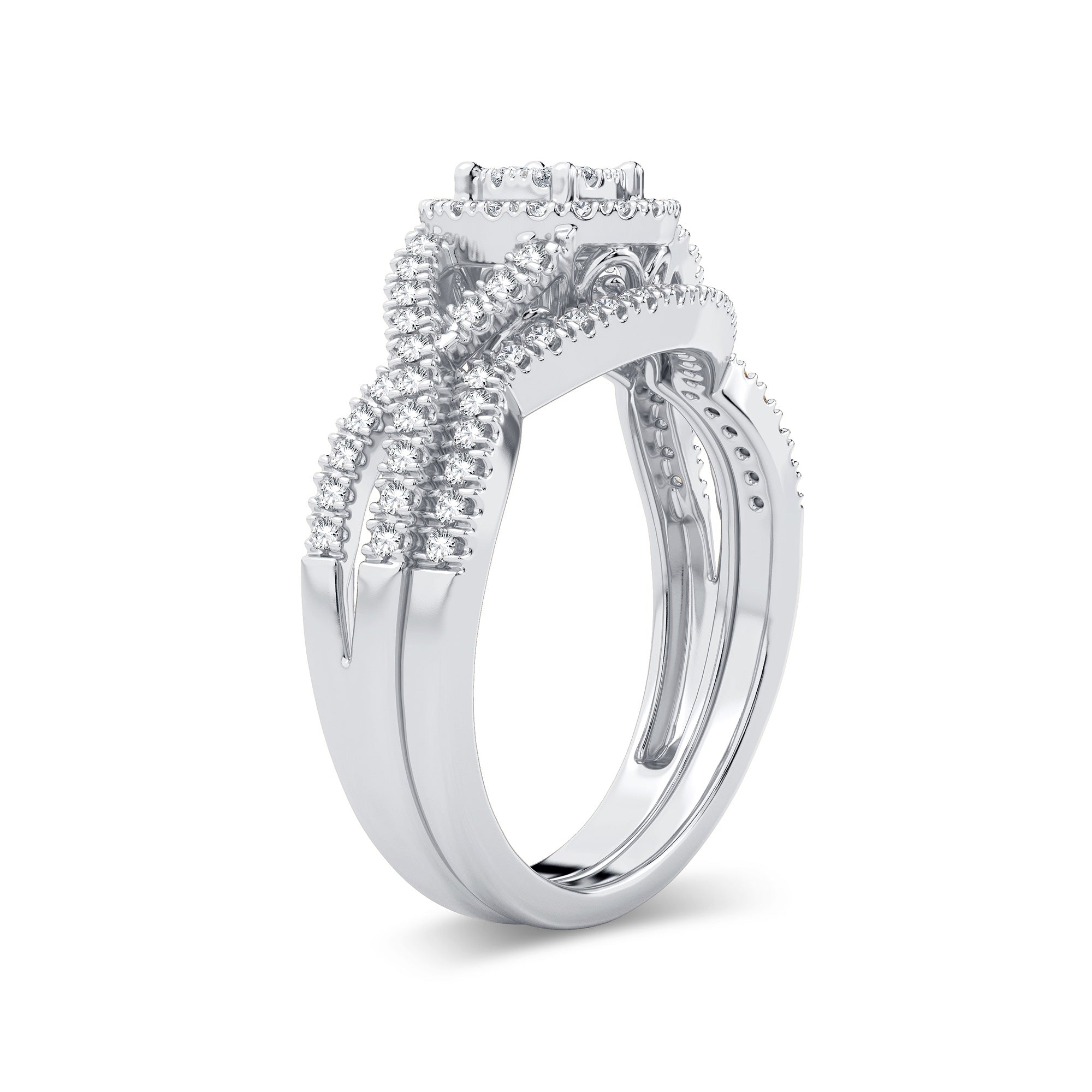 14K White Gold Magnifcnet 0.50Ct Diamond Bridal Ring