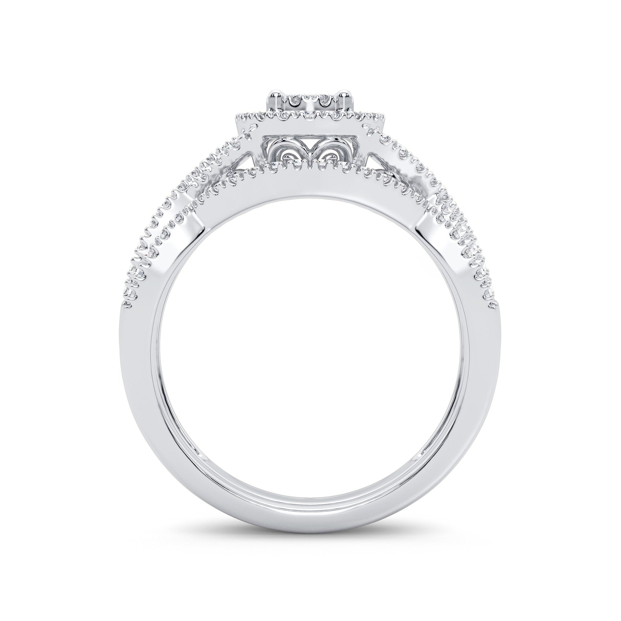 14K White Gold Magnifcnet 0.50Ct Diamond Bridal Ring