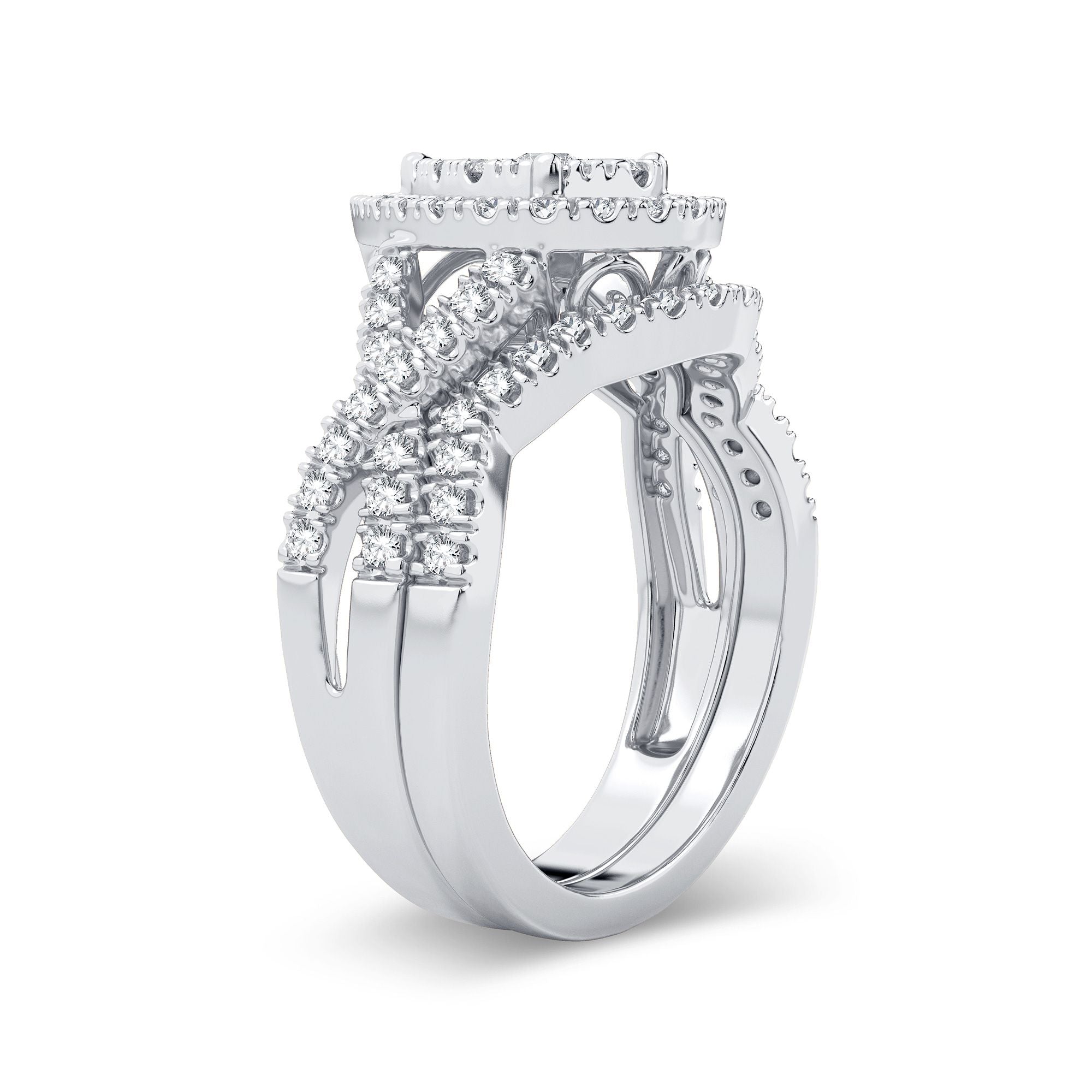 14K White Gold Magnifcnet 1.00Ct Diamond Bridal Ring