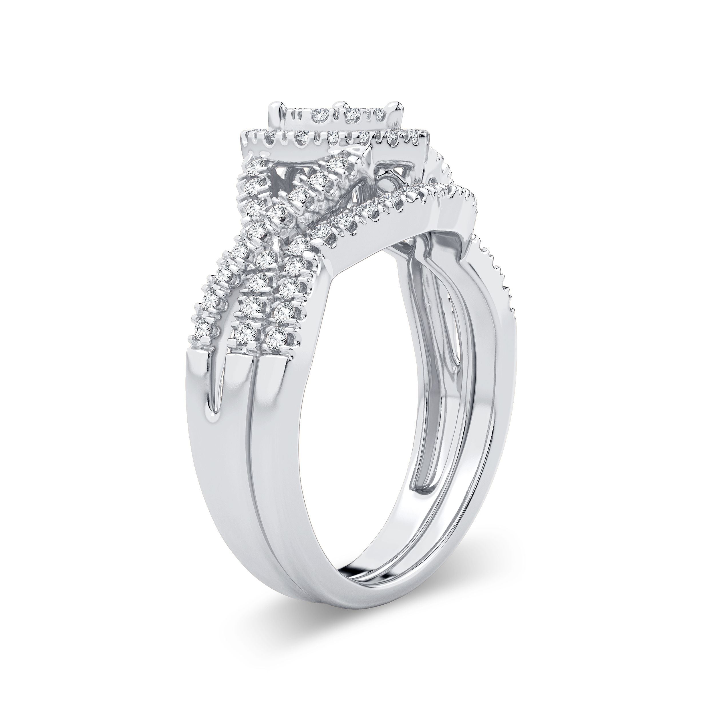 14K White Gold Dazzling 0.50Ct Diamond Bridal Ring