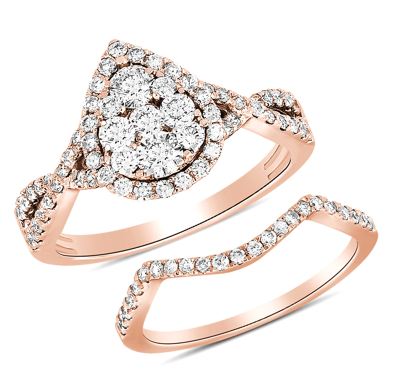 14K Rose Gold Beautiful  1.00Ct Diamond Bridal Ring