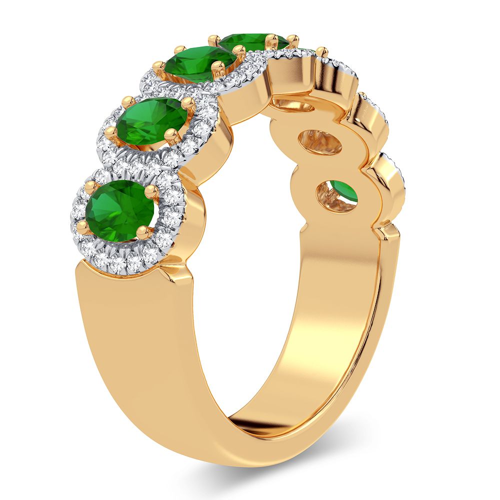 14K Yellow Gold Magnifcnet 0.26Ct Diamond Emerald Ring