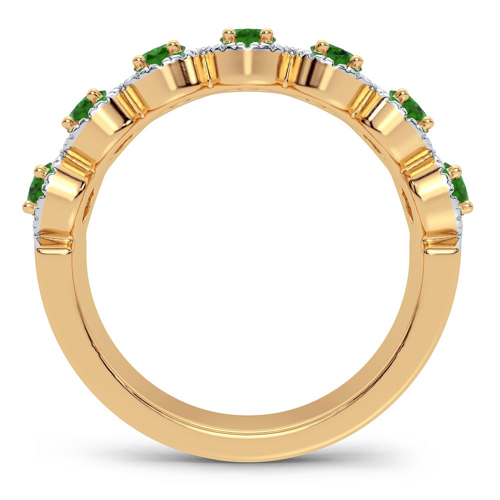 14K Yellow Gold Magnifcnet 0.26Ct Diamond Emerald Ring