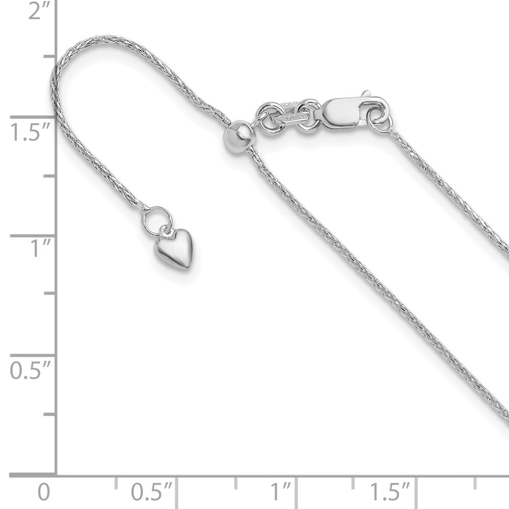 10K White Gold Adjustable 1mm Wheat Chain