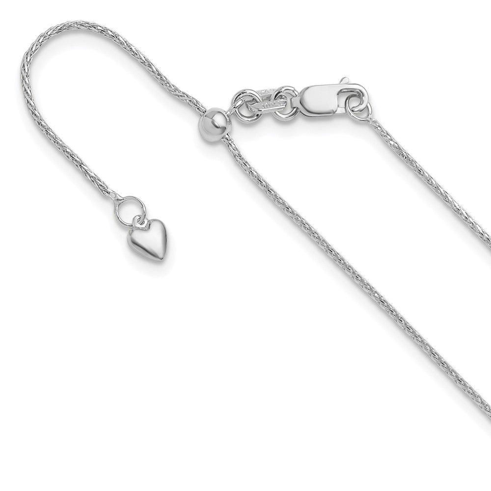 10K White Gold Adjustable 1mm Wheat Chain