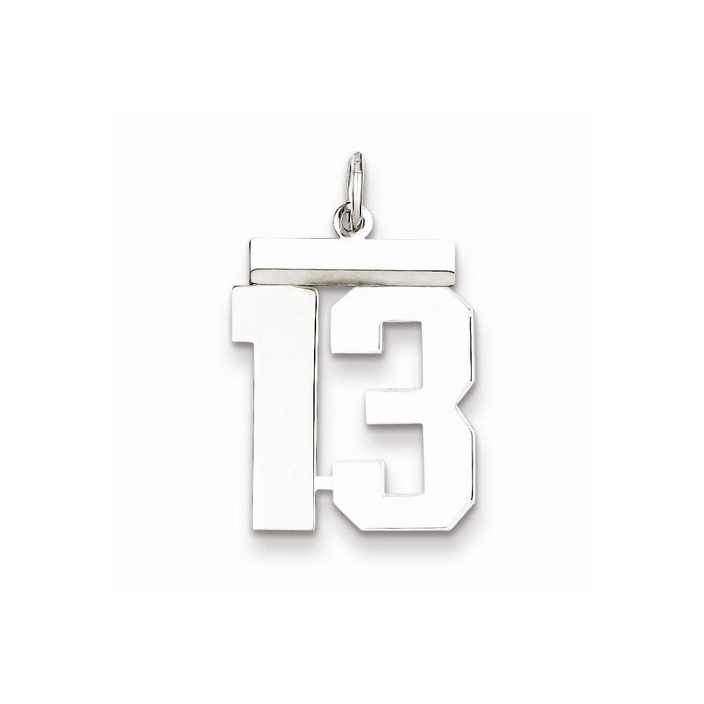 Sterling Silver Medium Polished Number 13 QMS13