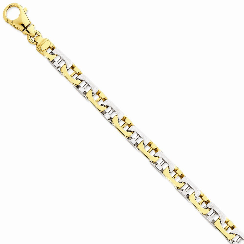 14K Two-tone 8.5 inch 8.5mm Hand Polished Fancy Link with Fancy Lobster Clasp Bracelet