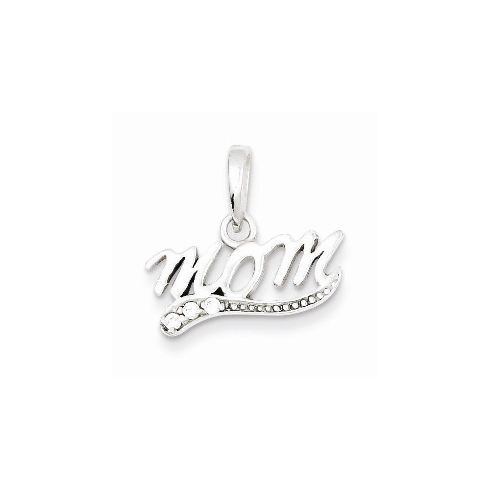 Sterling Silver CZ Polished Mom Pendant QC6759