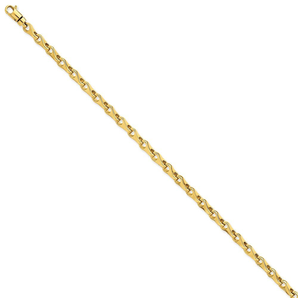 14K 8.25 inch 3.9mm Hand Polished Fancy Link with Lobster Clasp Bracelet