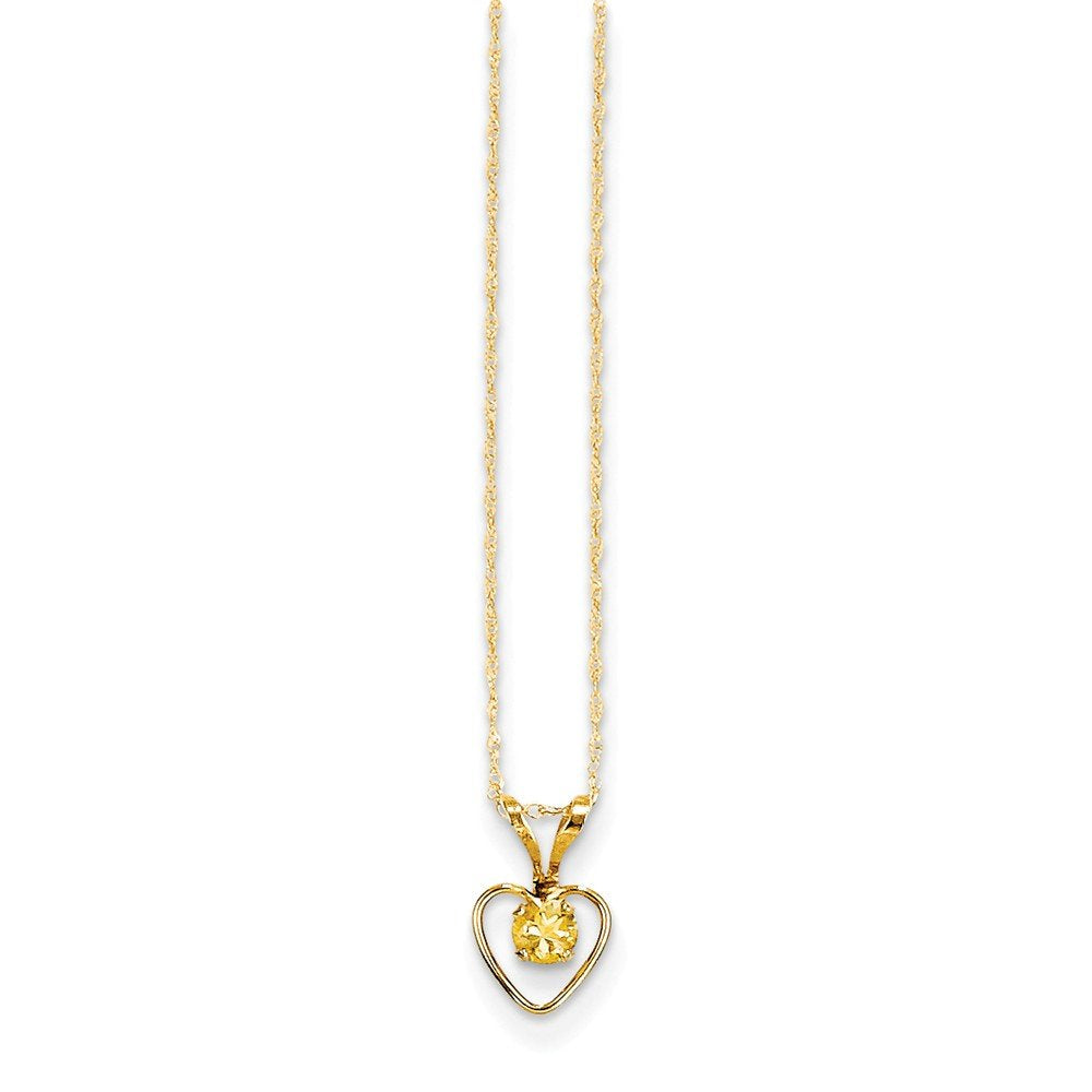 14k Madi K 3mm Citrine Heart Birthstone Necklace