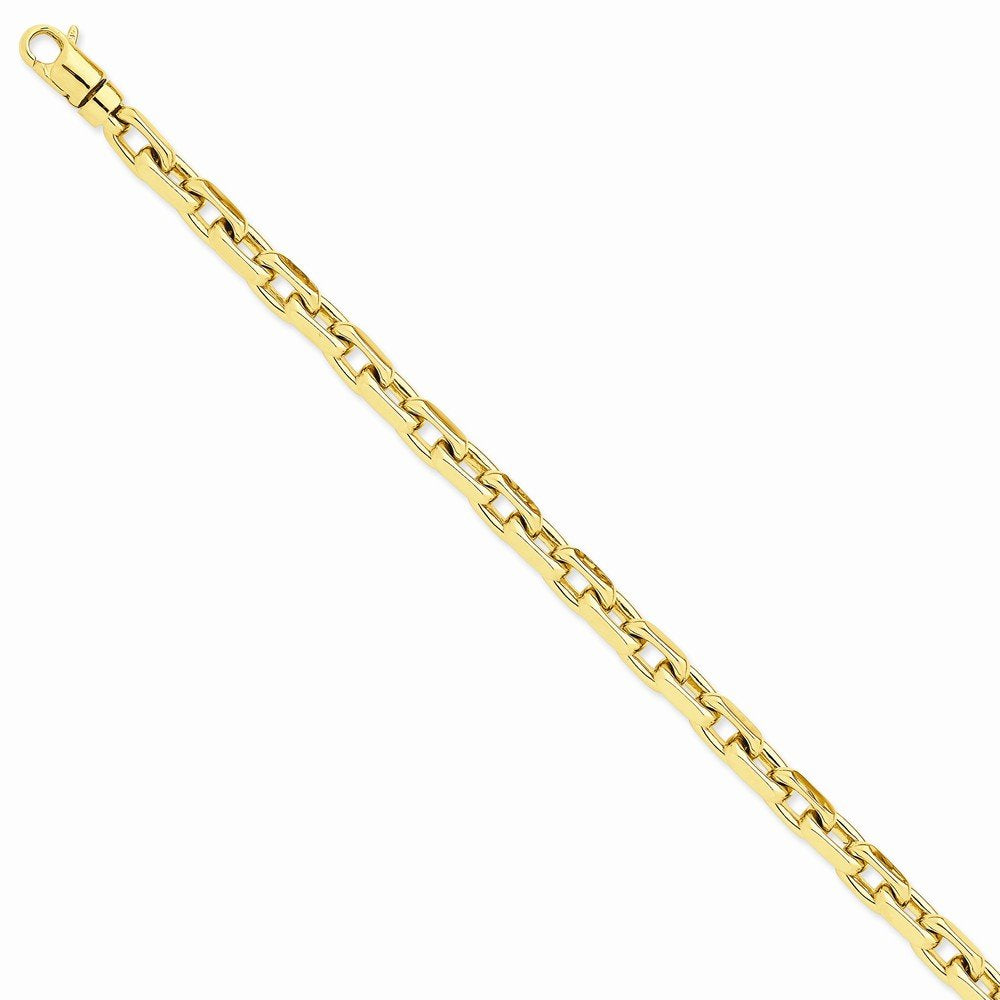 14K 8.5 inch 7mm Hand Polished Fancy Link with Lobster Clasp Bracelet