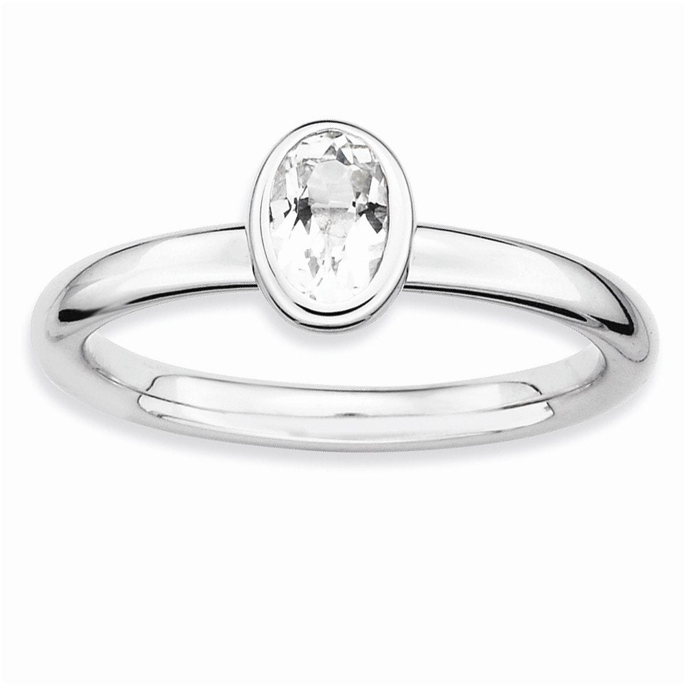 Sterling Silver Stackable Expressions Oval White Topaz Ring