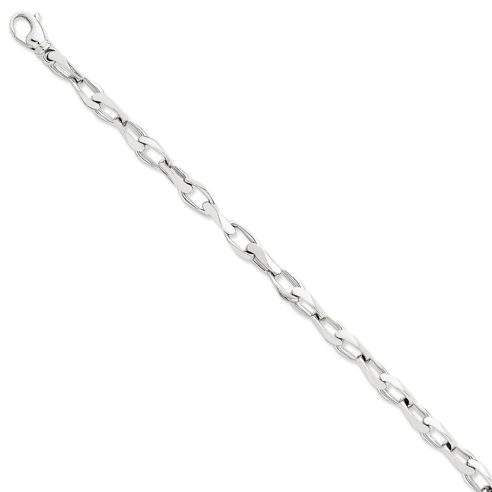 14K White Gold 8 inch 6.8mm Hand Polished Open Link with Fancy Lobster Clasp Bracelet