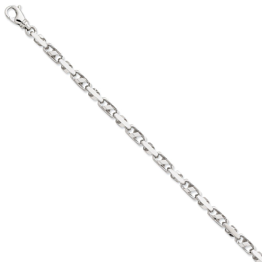 14K White Gold 8 inch 5.5mm Fancy Link with Fancy Lobster Clasp Bracelet