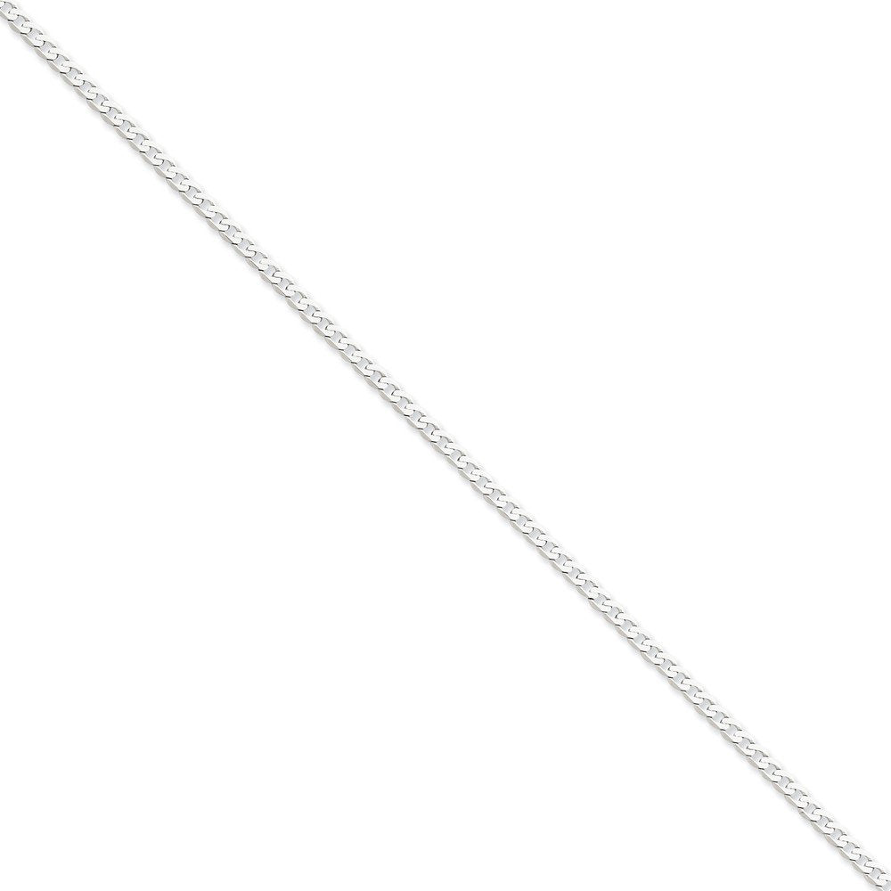 14K White Gold 8 inch 2.9mm Flat Beveled Curb with Lobster Clasp Bracelet