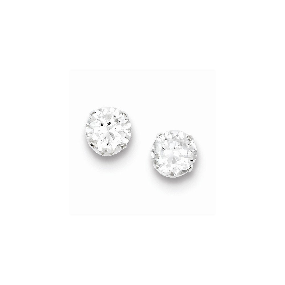 Sterling Silver CZ 7mm Post Earrings QE9106